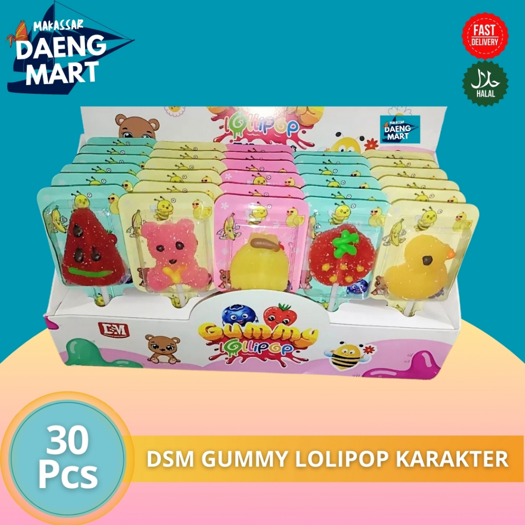 

Permen Makassar DSM - Permen Lunak Lolipop Gummy Mini Isi 30 pcs