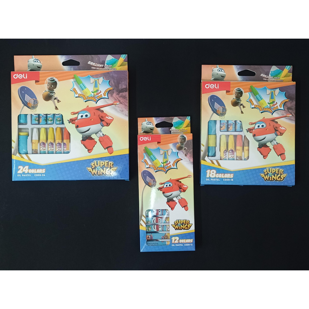 

Deli Oil Pastel 12/18/24 Warna Desain Super Wings Hexagonal Gratis Extender Rautan Warna Cerah EC009