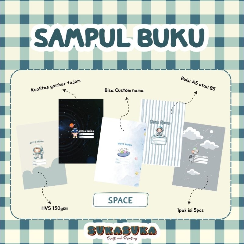 

Sampul Buku Aesthetic / Sampul buku custom / sampul buku A5 / sampul buku B5 / SPACE