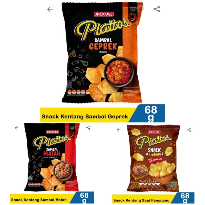 

Piattos Sapi Panggang/Ayam Geprek/Sambal Matah 68 gr