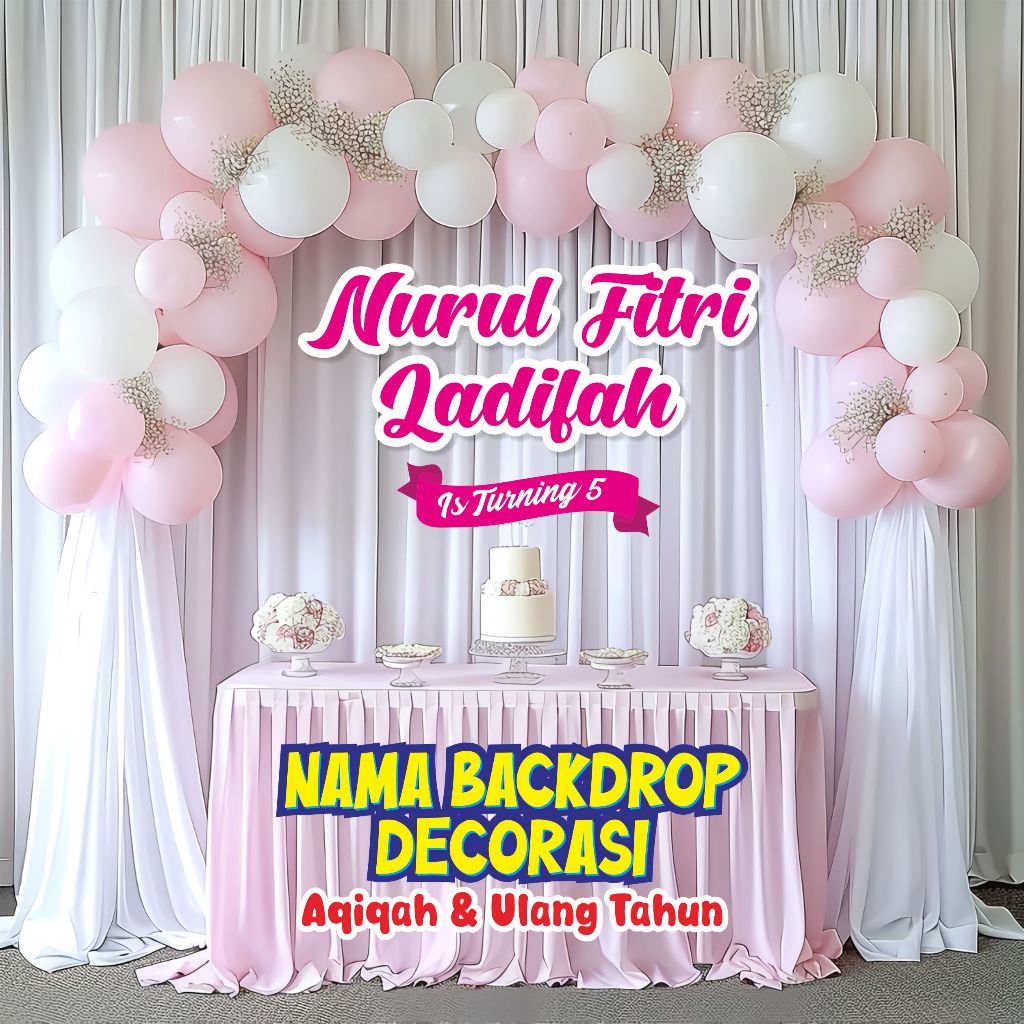 Tulisan nama ulang tahun is turning dekorasi backdroup ulang tahun lamaran wedding tasyaquran aqiqah