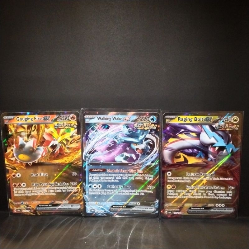 3 in 1 SET Raging Bolt ex RR sv5s 105/142,  Walking wake ex RR sv8a 049/187, Gouging Fire ex RR sv8a