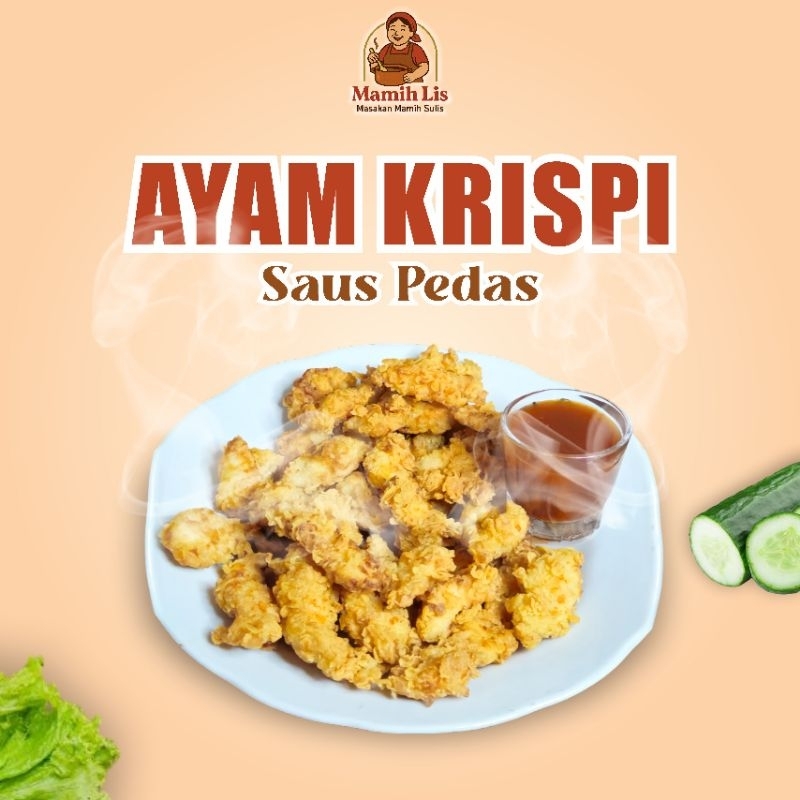 

Ayam Goreng Krispi Saus 100gram Pedas Vacuum Frozen - Mamih Sulis