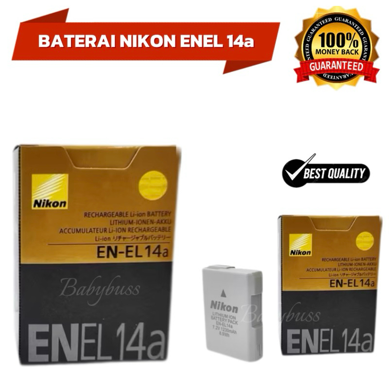 BATERAI NIKON EN-EL 14A FOR KAMERA NIKON BATERAI NIKON ENEL 14 FOR KAMERA NIKON D3100 D3200 D3300