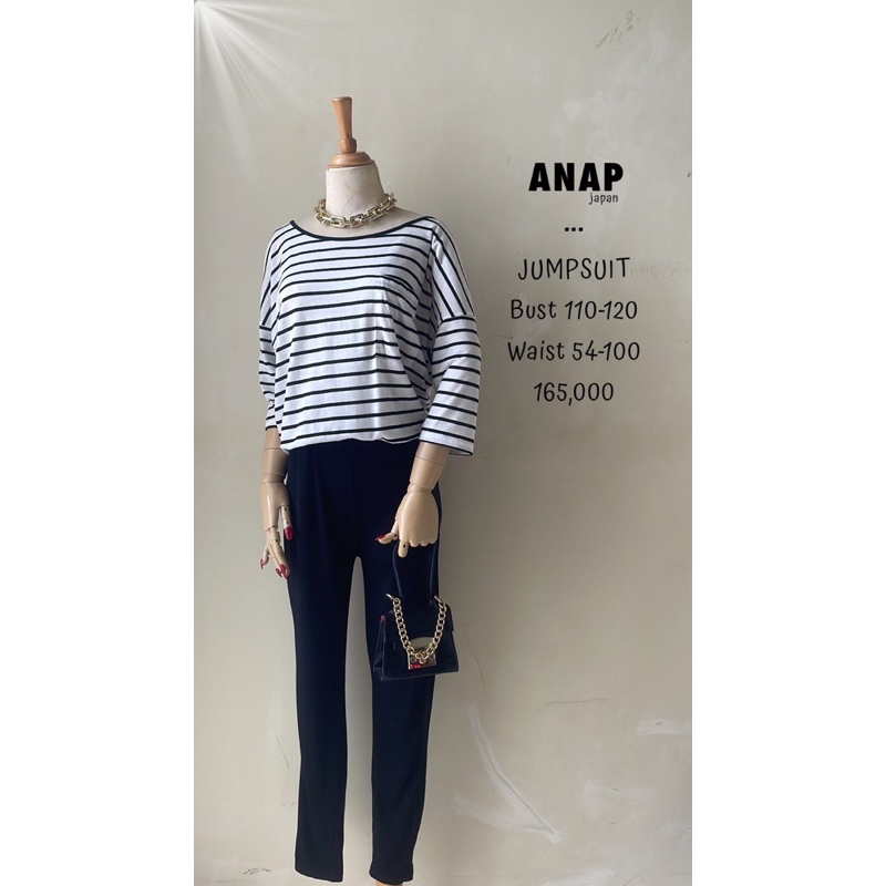 Jumpsuit kaos tshirt oversized legging motif garis garis hitam putih saku pocket premium ANAP origin