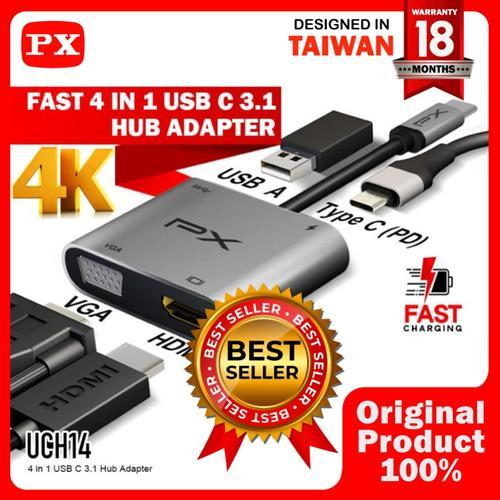 Type C to HDMI VGA MHL USB Hub Converter 4 in 1 IOS Android PX UCH14