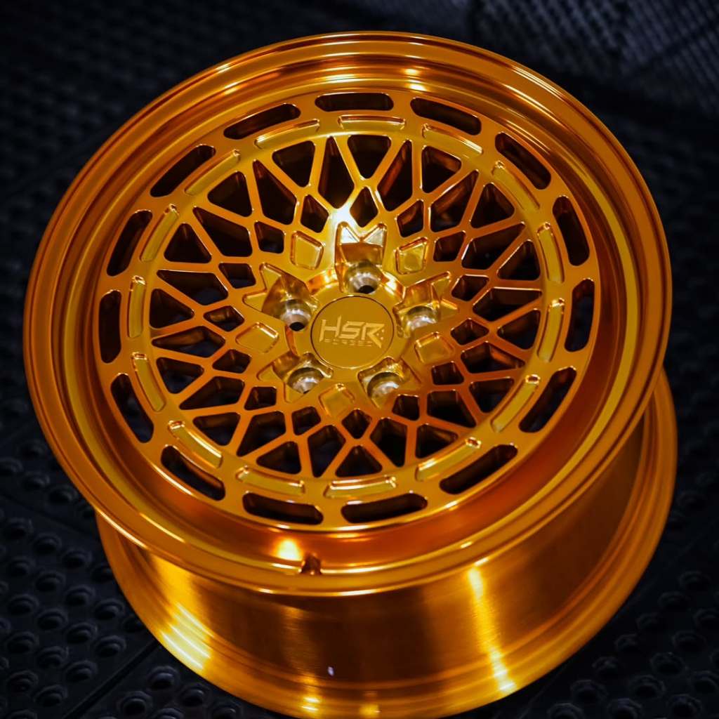 velg mobil hsr forged rfg Gdg R19 Pcd 5x114,3 polished gold pas buat mobil mustang mercy crv hrv