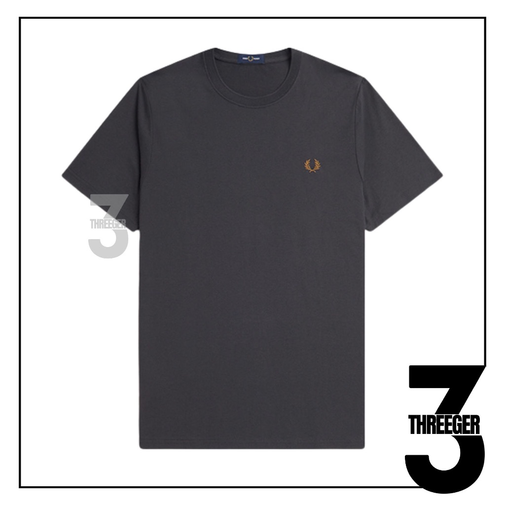 Fred Perry Dark Caramel Logo Anchor Grey Original / Kaos Fred Perry Original