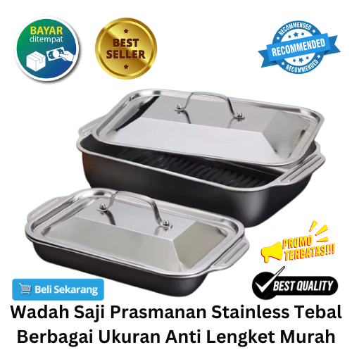 [BISA COD] DISKON Wadah Saji Prasmanan Stainless Tebal Berbagai Ukuran Anti Lengket Murah Piring Sta