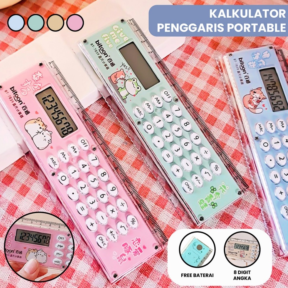 

Ready Kalkulator Penggaris Karakter 2IN1 Mini Portable Multifungsi Kalkulator 8 Digit Penggaris 15cm Perlengkapan Sekolah Anak Praktis Ruler Set Calculator Import Stockami A65