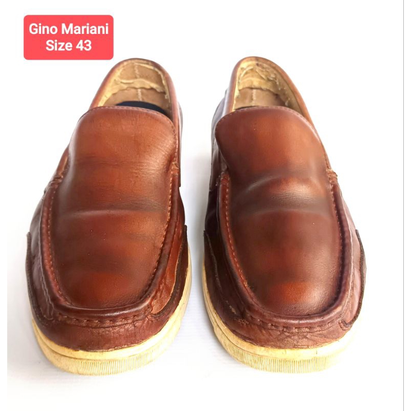 Gino Mariani Slip On, kulit asli coklat Tan. Sepatu second branded original