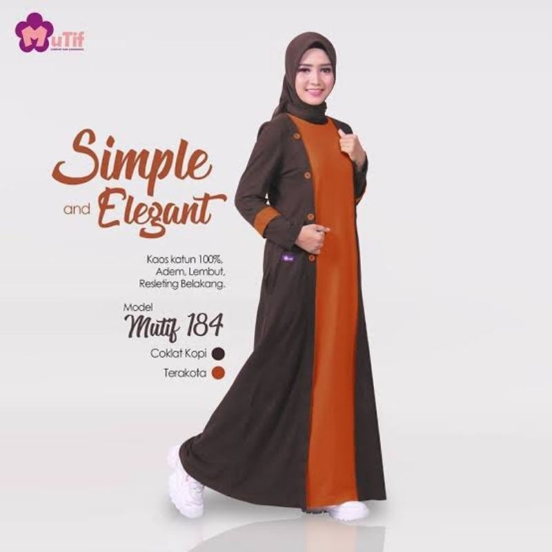 DISKON 50% Gamis Mutif M184 Gamis Bahan Kaos Dewasa Simple