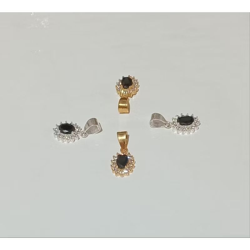 Liontin Mata Bunga Batu Hitam (Perak 925)