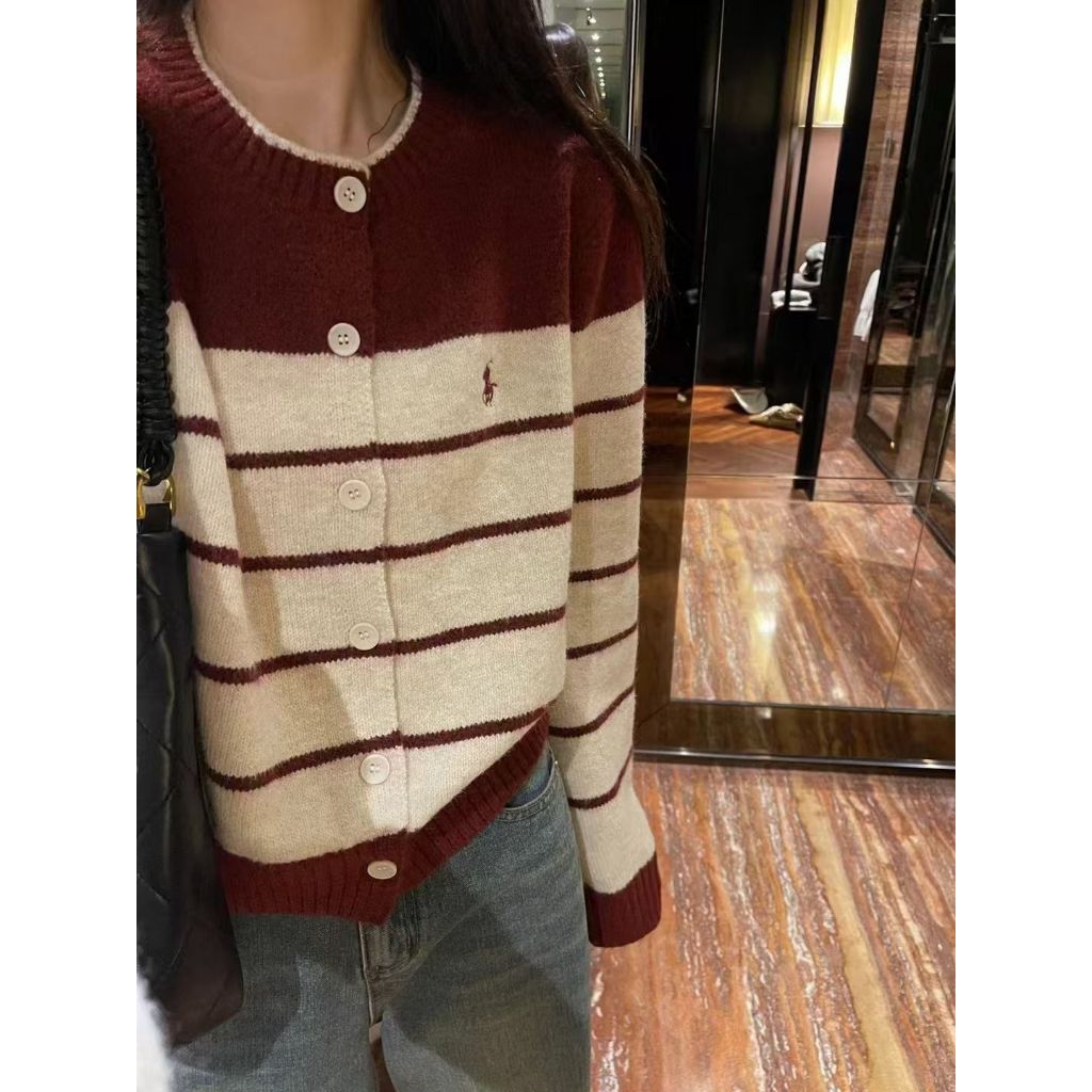AMONA.LABEL 012 Knit Korean Cardigan Kancing Strip Sweater Olop Wanita impor - Jaket Cardigan - Raju