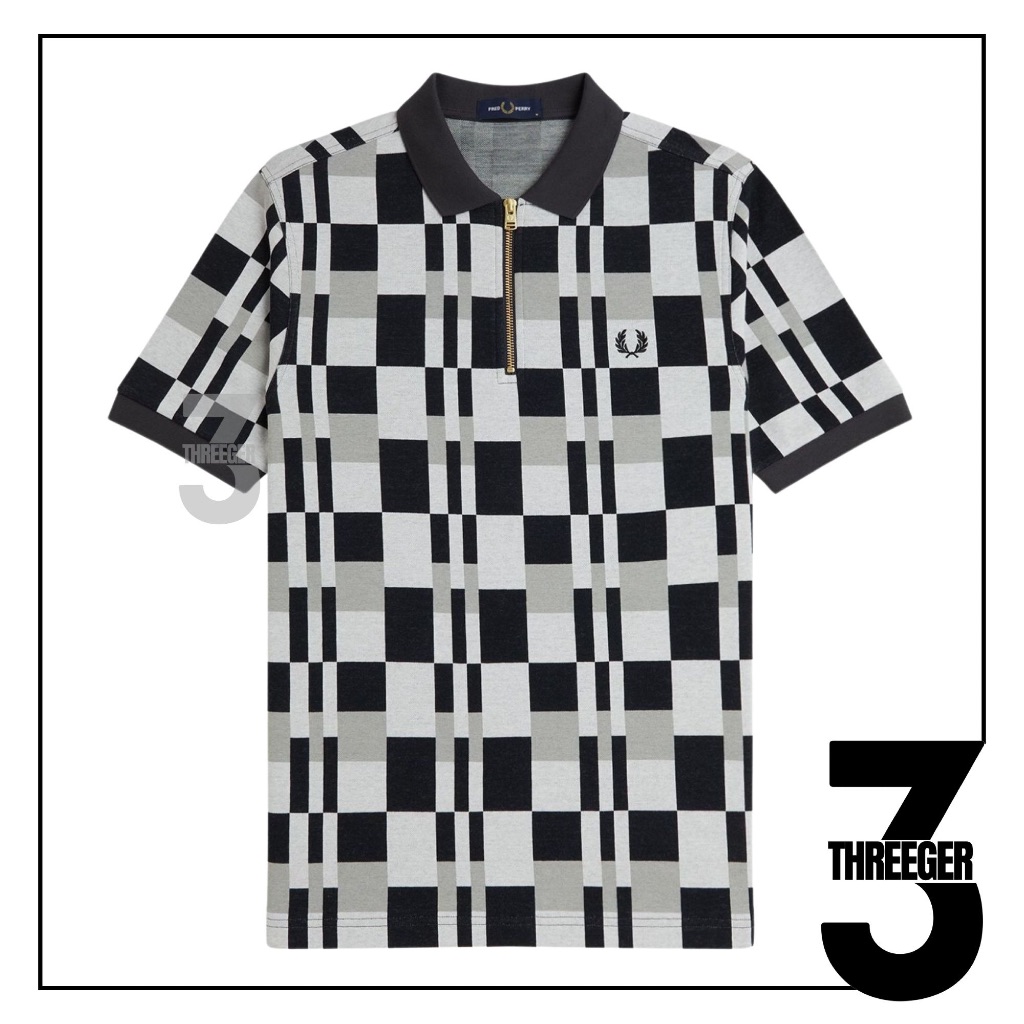 Fred Perry Chequerboard Polo Anchor Grey Original / Kaos Fred Perry Original