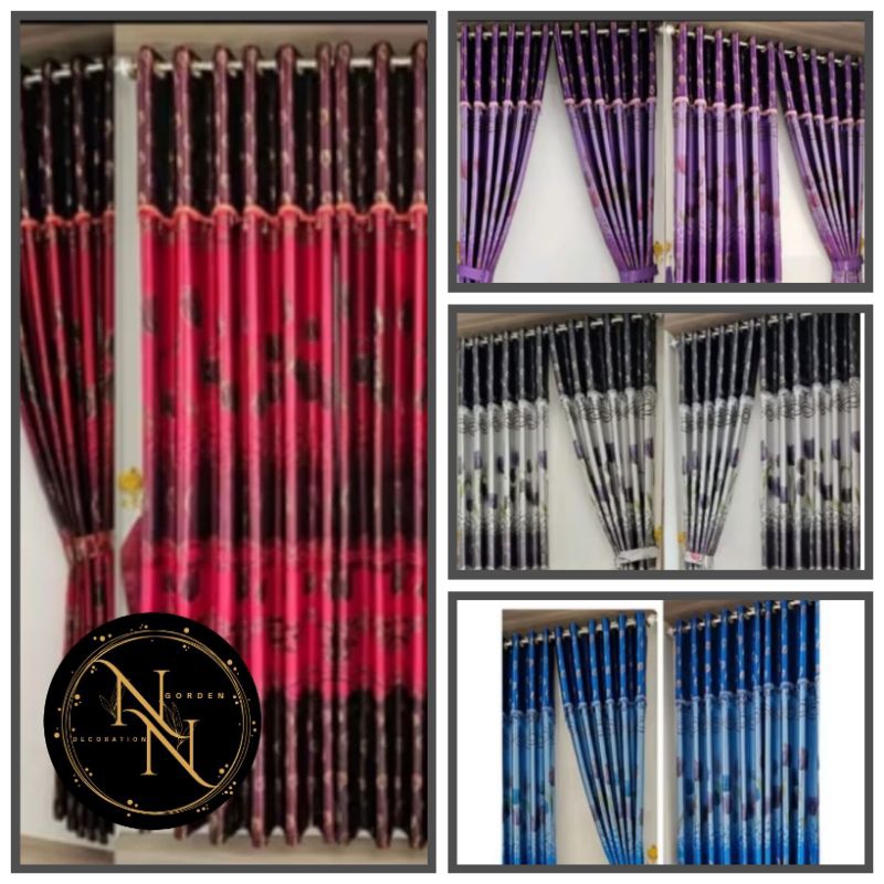 Gorden jendela/gorden pintu/gorden minimalis/gorden smokring poni tempel/gorden black out