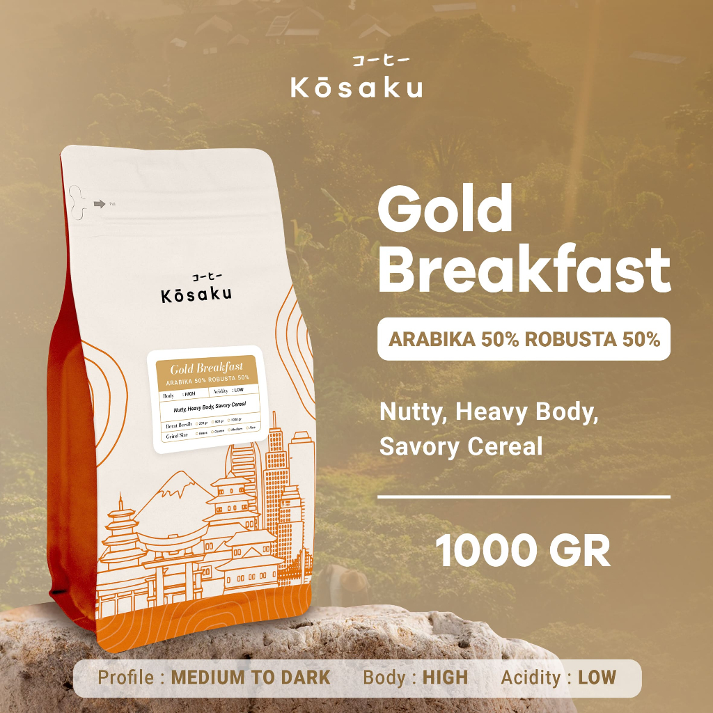

Biji Kopi Bubuk Gold Breakfast House Blend 50% Arabika Robusta Coffee Beans 1 kg – Kosaku Roaster