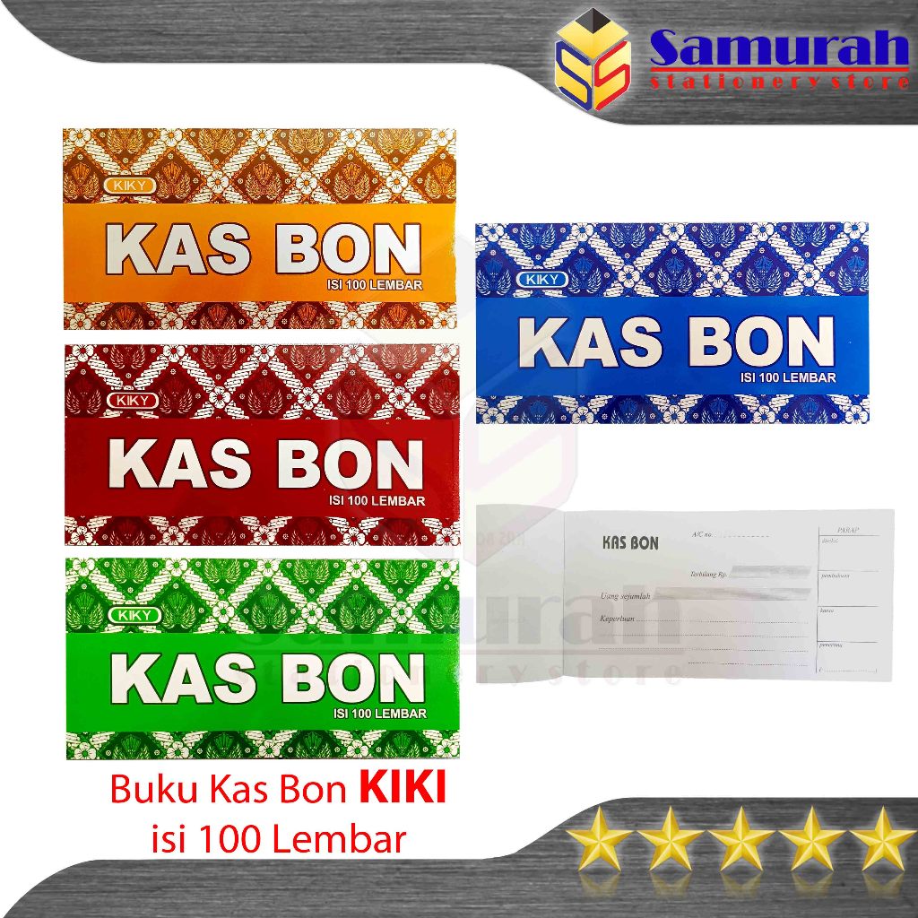 

Buku Kas Bon KIKY isi 100 Lbr / KASBON / Soft Cover Bukti Kas merk ROY KIKY 10 x 20 cm / BUKTIKAS