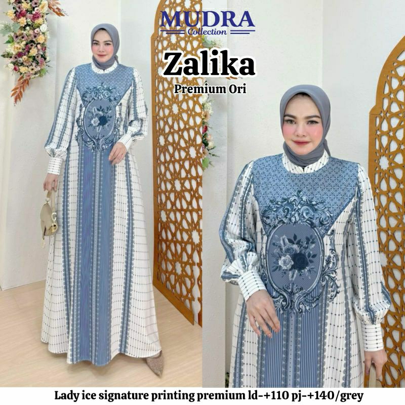 Zalika Dress Premium Bahan Lady Ice Signature Printing Premium Ori By Mudra