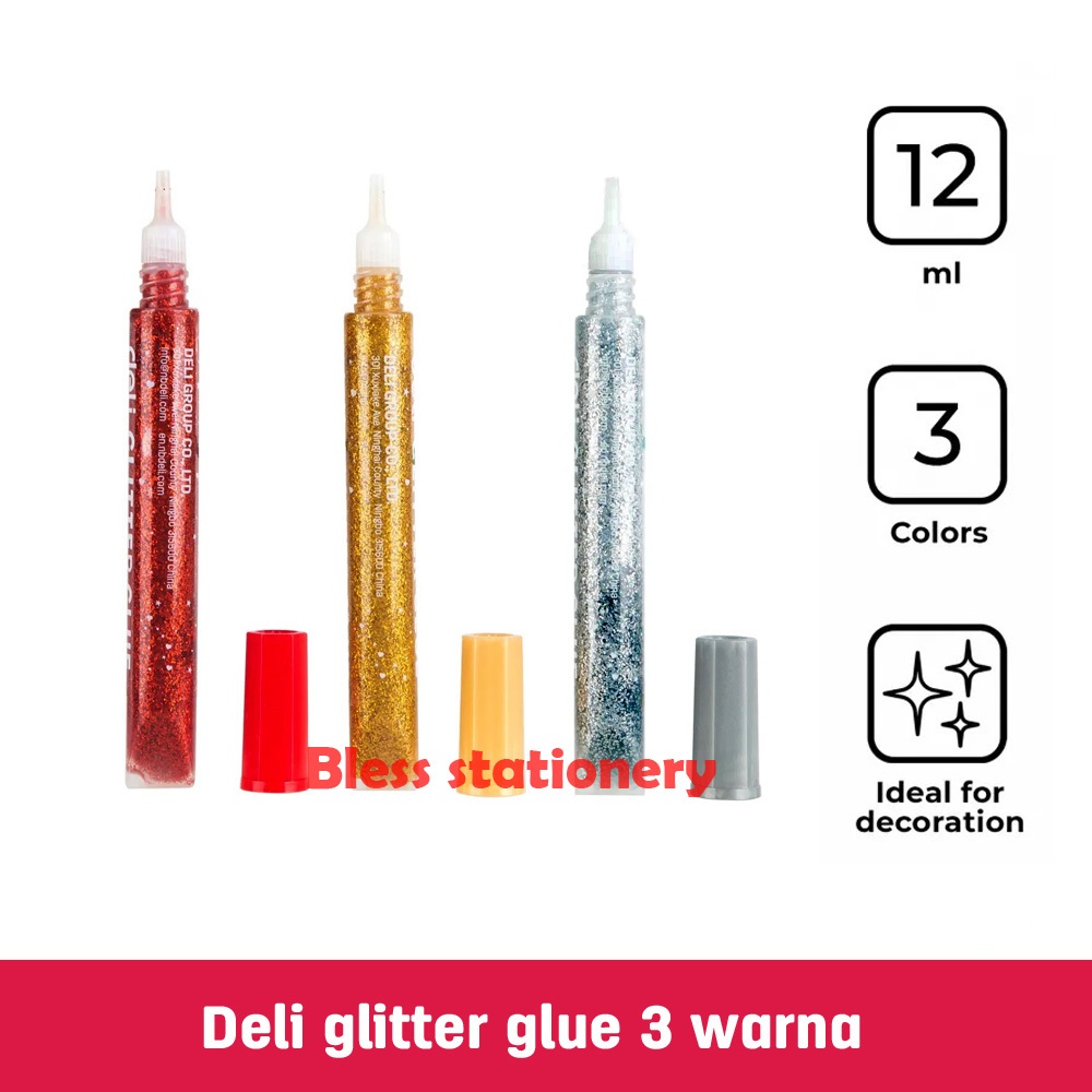 

Lem glitter DELI lem gliter glue glitter glue 3 warna 12ml
