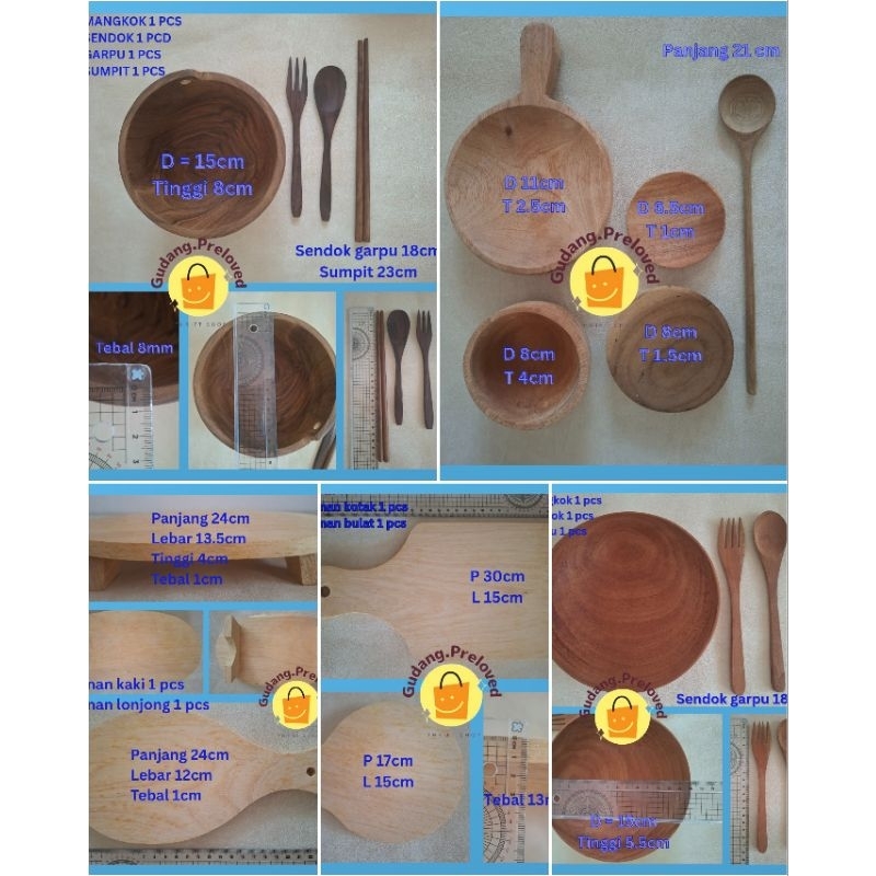 Alat Makan Kayu / Properti Foto Makanan / Perlengkapan Foto Makanan