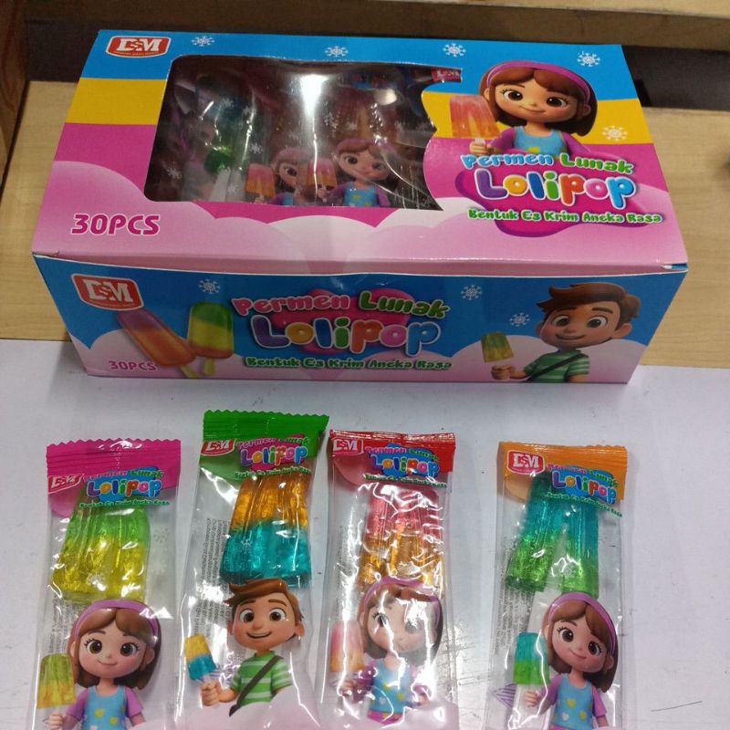 

Permen lunak lollipop ice cream rasa buah 1 pack isi 30 pcs