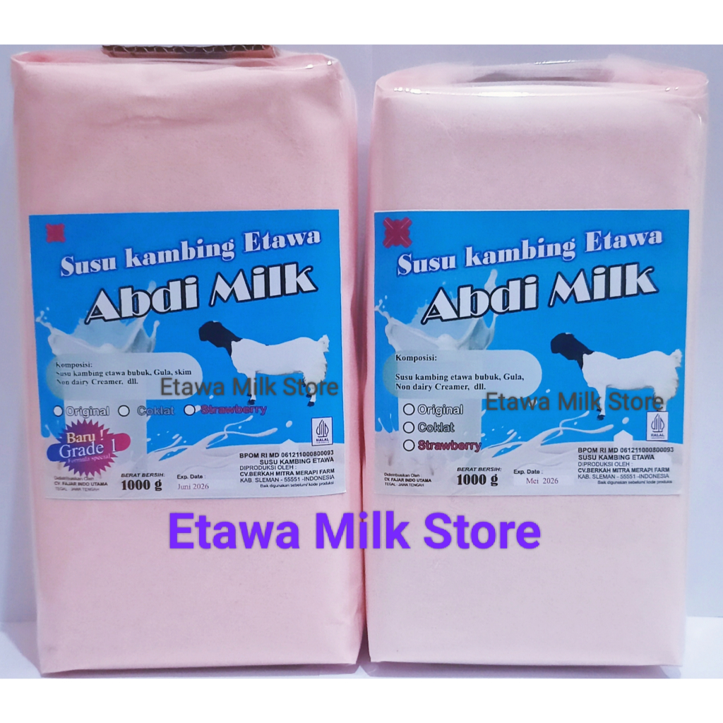 

Susu Kambing Etawa Rasa Strawberry Grade 1 & 2 Isi 1kg