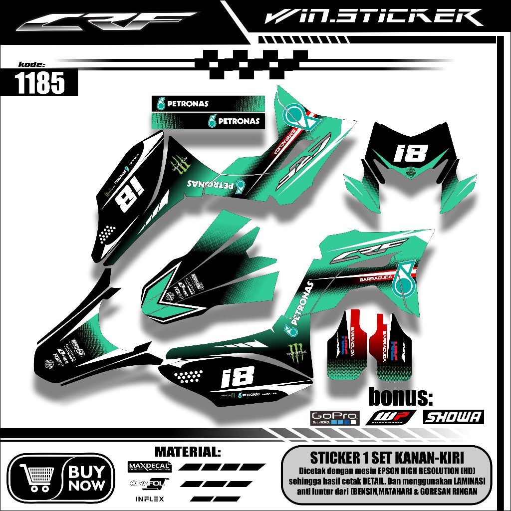 Decal Sticker Motor Cross CRF 150L Fullbody - Dekal Stiker CRF 150 L Petronas