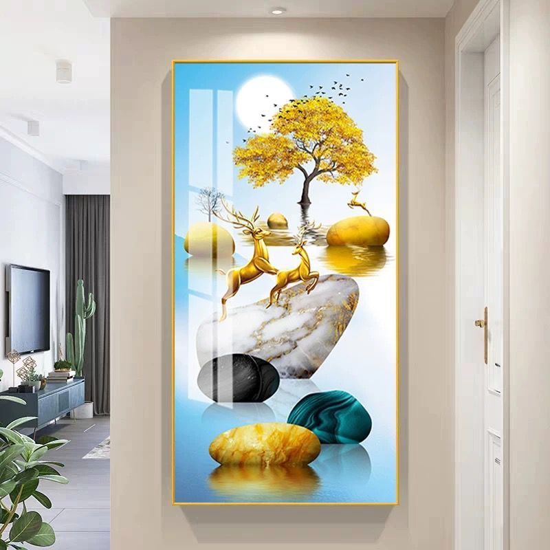 Lukisan Porcelain 5D Diamond Motif Rusa Pemandangan Langit Biru Wall Decor Porselen 5 Dimensi Motif 