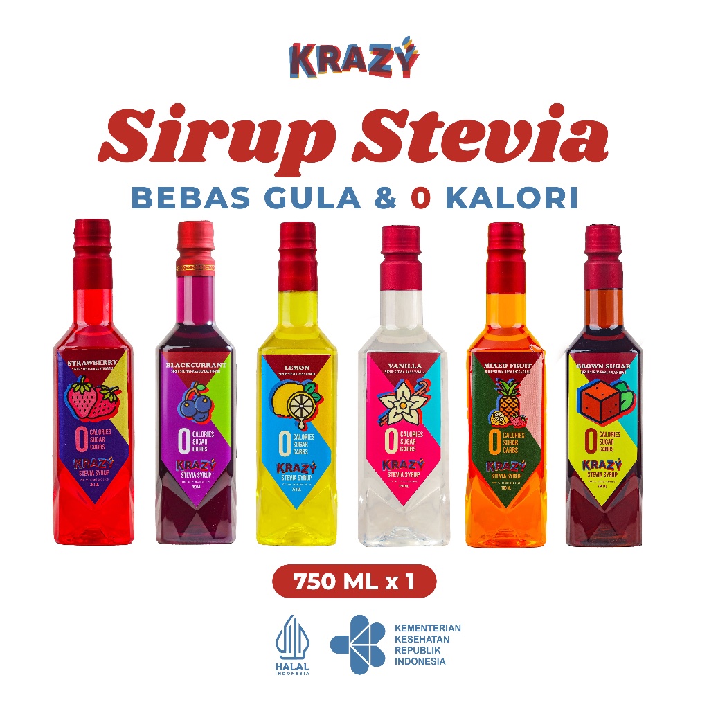 

KRAZY Stevia Pemanis Alami Sirup Diet Bebas Gula Sugar Free 750 ml