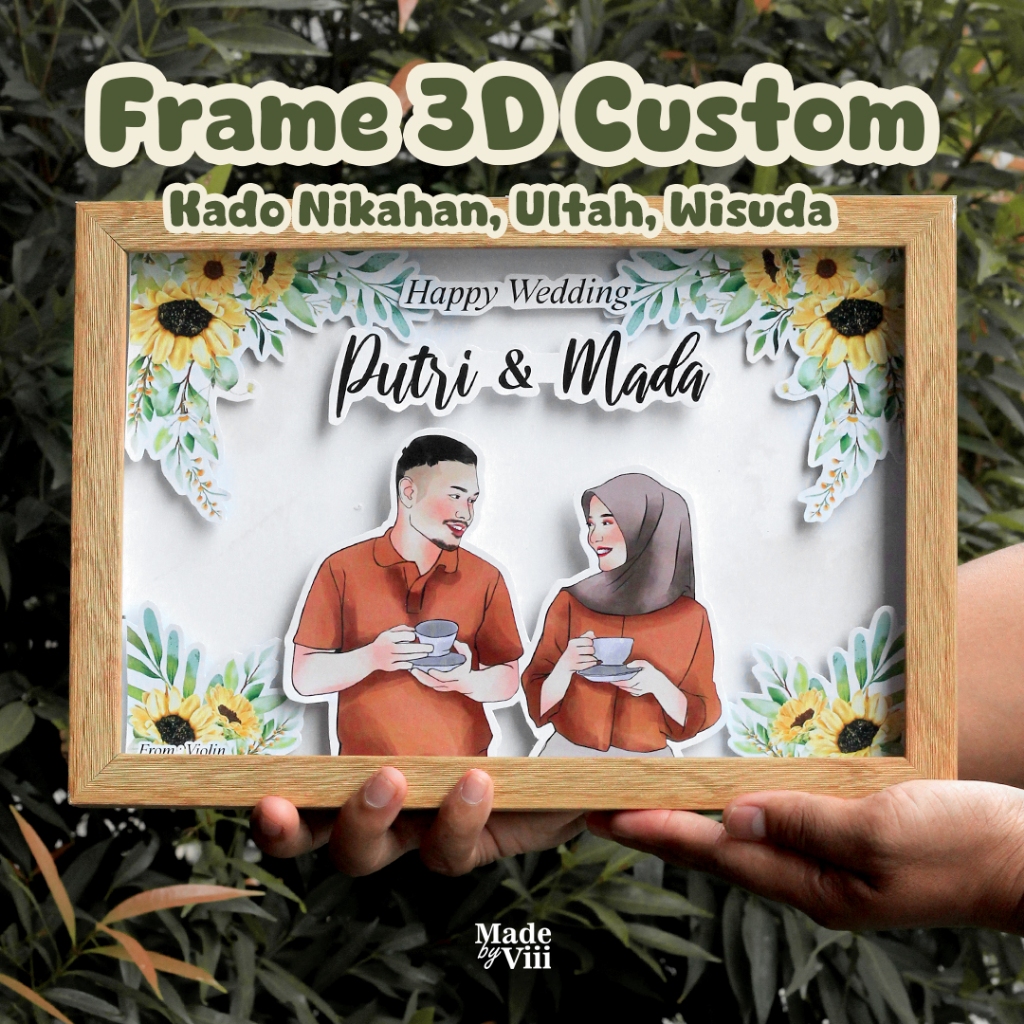 FRAME 3D KADO WISUDA ULTAH WEDDING POP UP FRAME CUSTOM