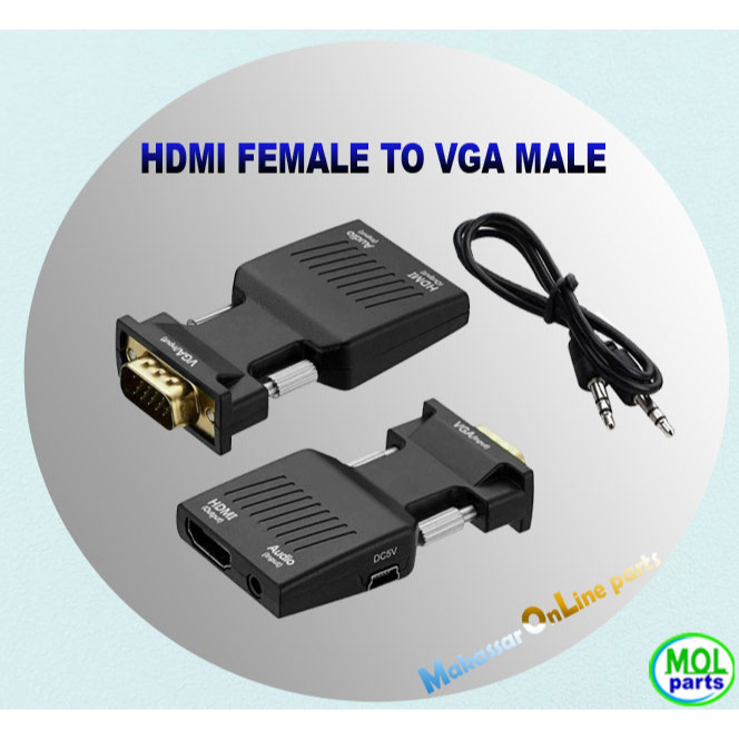 Converter Konverter HDMI To VGA  Converter HDMI Female To VGA Male