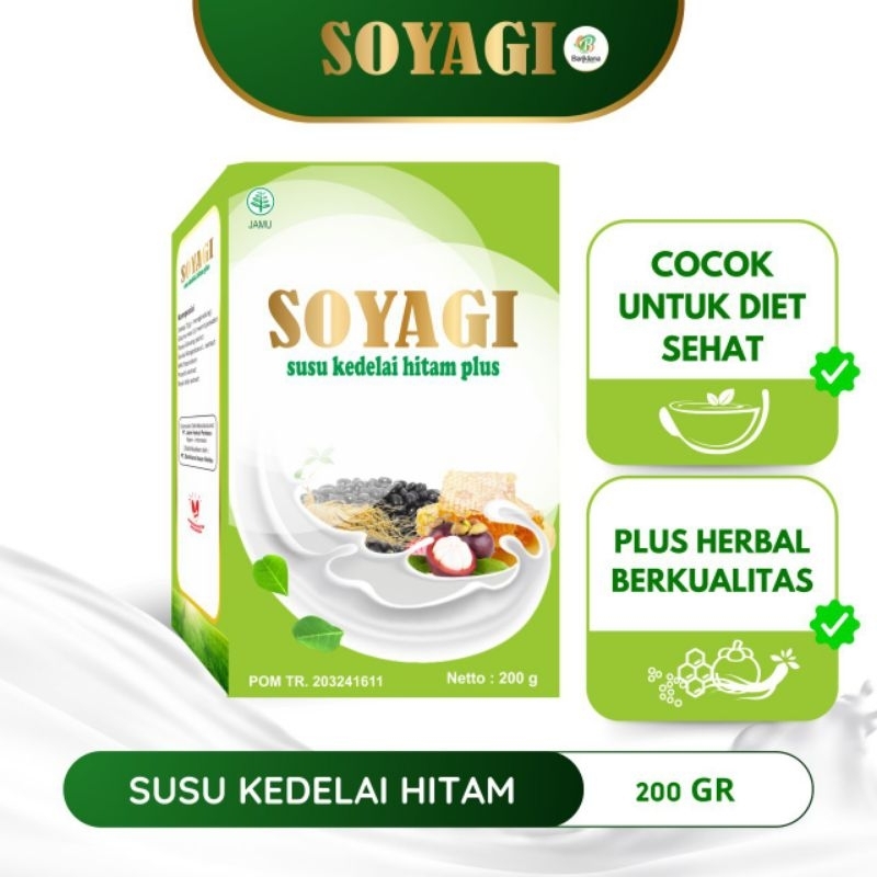 

SOYAGI Susu kedelai hitam plus herbal, susu diet sehat kemasan 200 gram