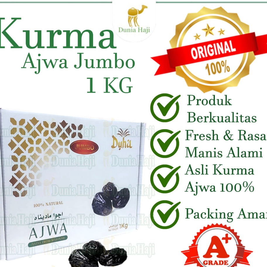 

Kurma AJWA JUMBO 1KG XL SUPER Kurma Nabi Asli Saudi Madinah Premium Oleh Oleh Haji Umroh