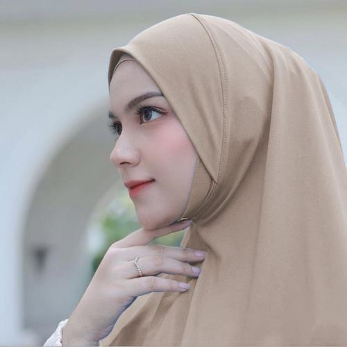 Hijab Bergo Non Ped Malaysia Dagu Size M / Hijab Dagu Malaysia Bahan Jersey Adem Lembut