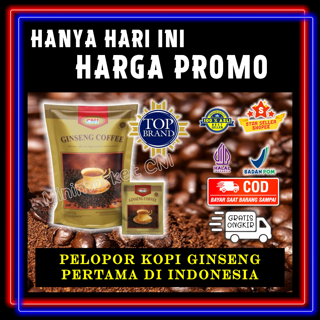 

Ginseng Coffee C N I = Ginseng Kopi Pertama di Indonesia Dengan Aroma Yang Khas dan Cita Rasa Yang Nikmat Untuk Pecinta Kopi