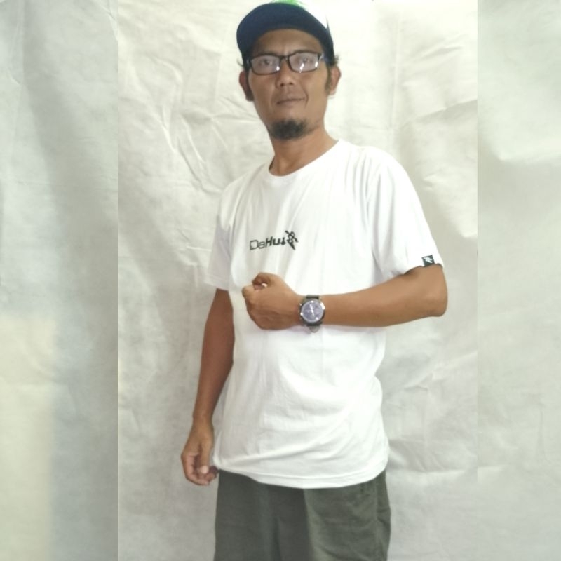 Kaos Surfing Dahui Hawai oblong Sablon Dua Sisi Bahan Katun Combed 24s Warna Putih Cerah