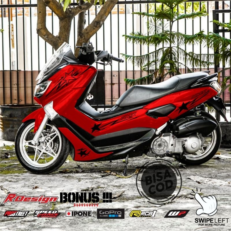 decal nmax old motif simpel merah full body