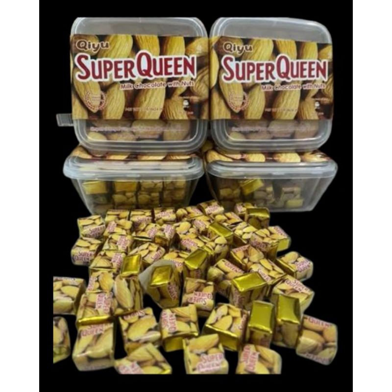 

Coklat Premium Viral Super Queen Milk Chocolate With Nuts Toples / Cube Isi 50 Pcs