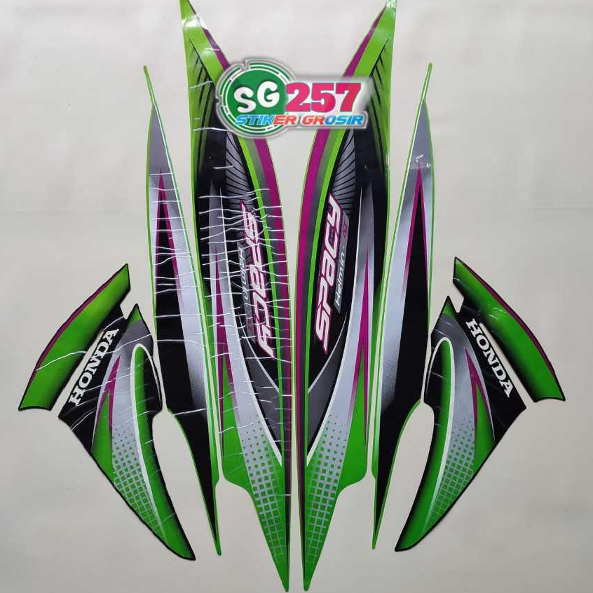 STIKER STRIPING LIS BODY MOTOR HONDA SPACY CARBU 2011 HIJAU