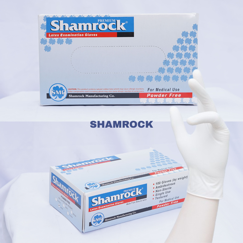 SARUNG TANGAN SHAMROCK 100 PCS - LATEX SHAMROCK - SHAMROCK GLOVES - SARUNG TANGAN LATEX