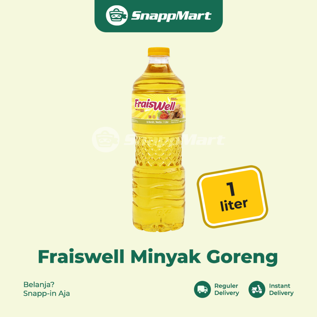 

Fraiswell Minyak Goreng Botol (1 liter) - REGULER / INSTANT / SAMEDAY - Bahan Masak & Bumbu