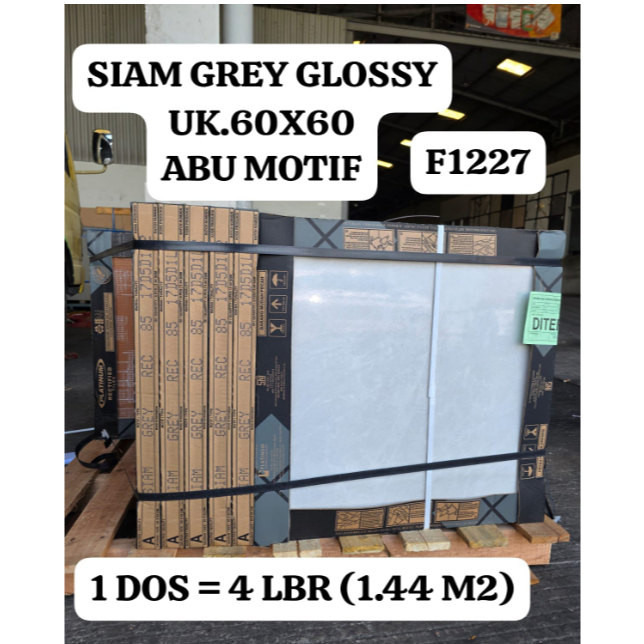 SIAM GREY UK.60X60 GLOSSY ABU MOTIF KERAMIK LANTAI DINDING PLATINUM