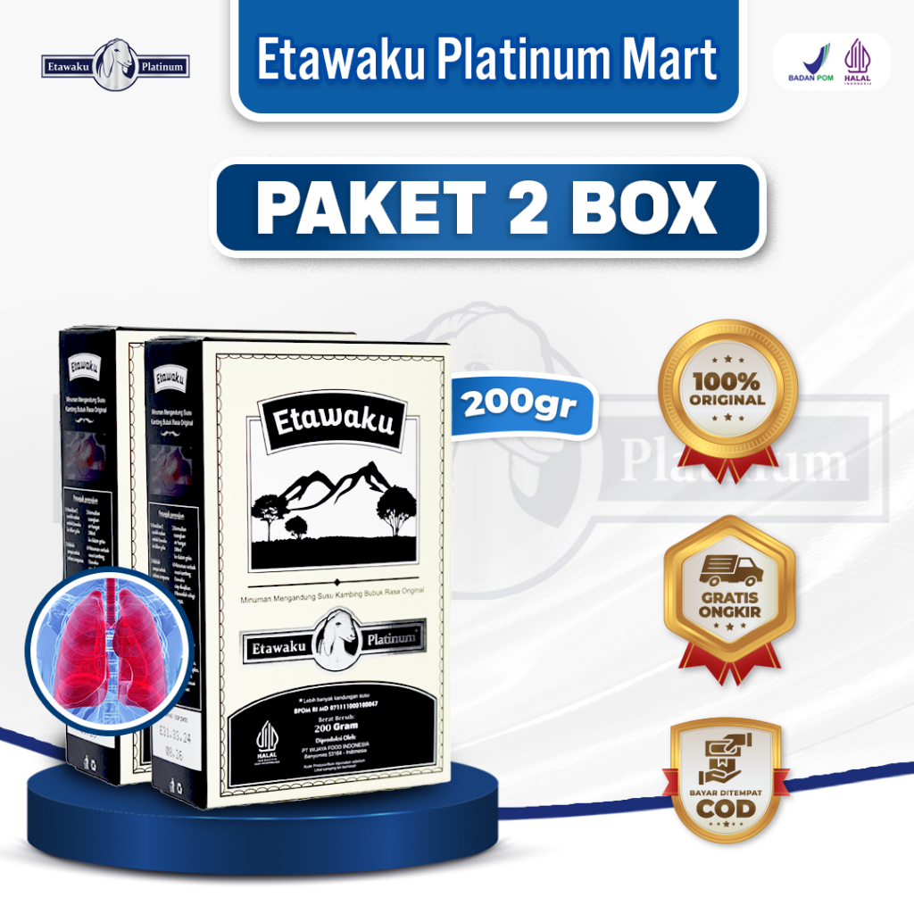 

Etawaku Platinum Paket 2 Box Susu Kambing Etawa Ampuh Sembuhkan Permasalahan Pernafasan
