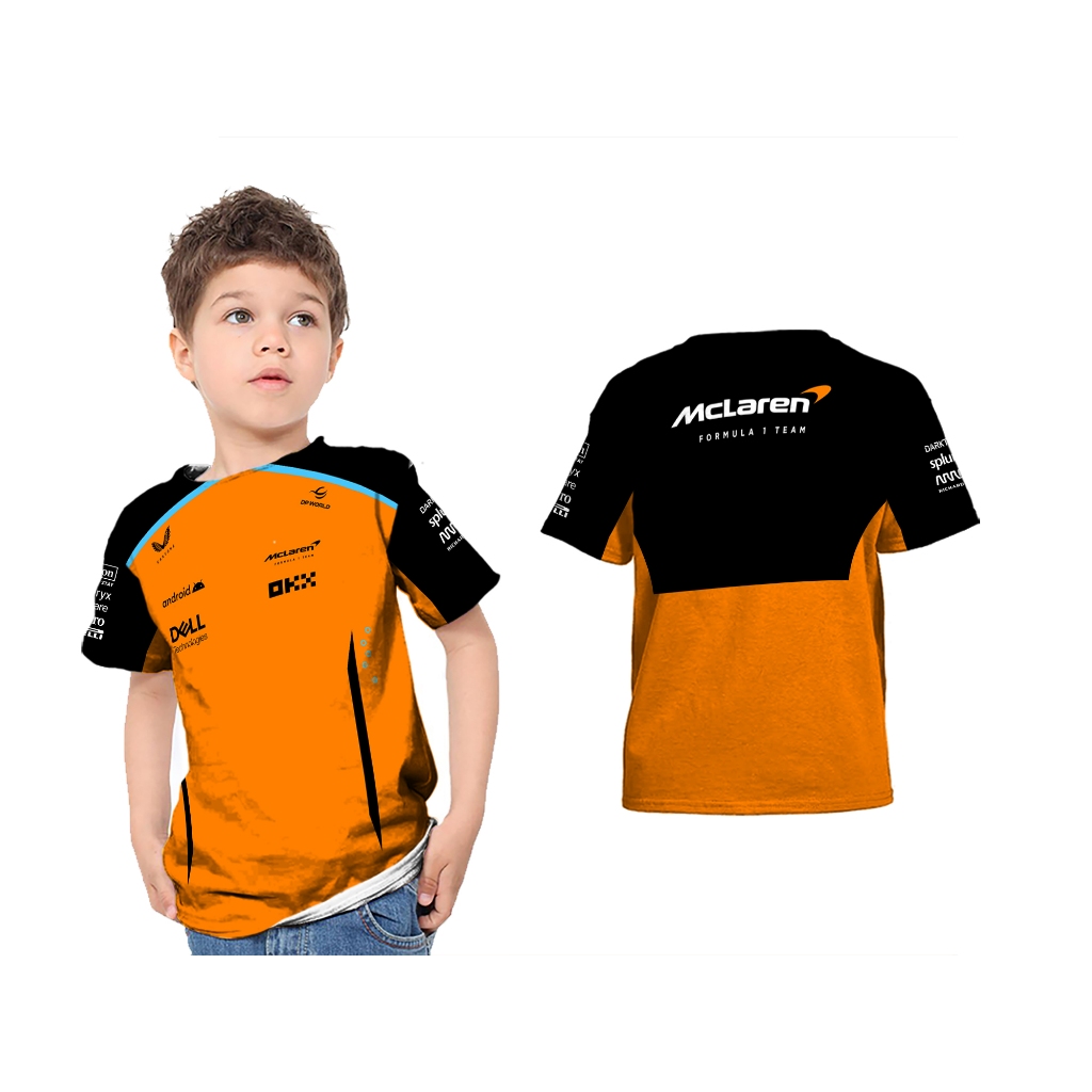 Sagala - Kaos/Baju/Tshirt Anak JERSEY F1 Mclaren Black Orange 2025 Balap Mobil Formula Satu Pria & W