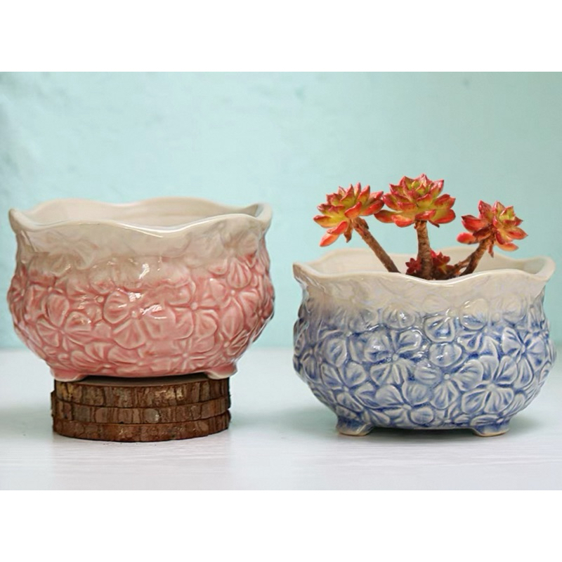 Pot sekulen/kaktus keramik versi bunga besar (1)