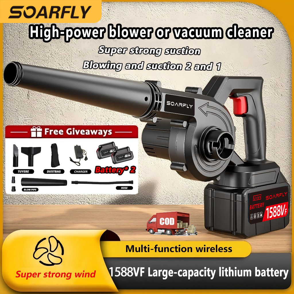 SOARFLY Mesin Blower Angin 688VF/1588VF Blower 2 In 1 Blower Portable Blower Listrik Cordless