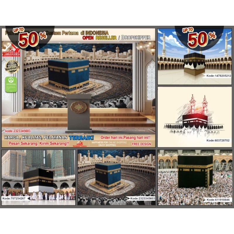 Wallpaper Custom 3D Tema Ka'bah | Wallpaper Masjid | Wallsticker | Tempat Ibadah | Wallpaper Dinding