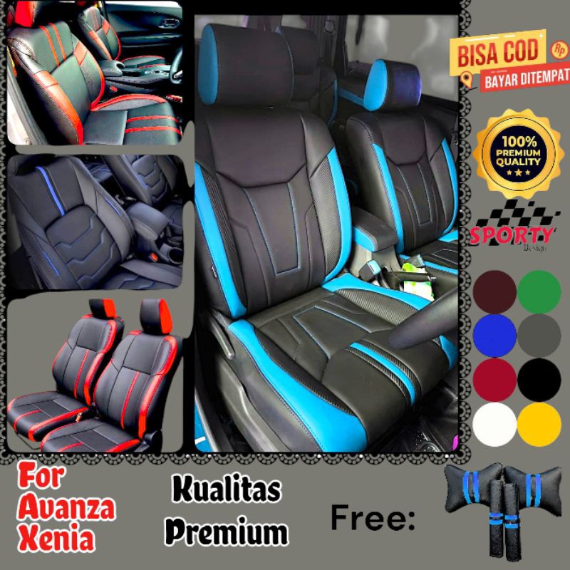 sarung cover jok mobil all new avanza / new xenia 2004-2024 model sporty reques warna