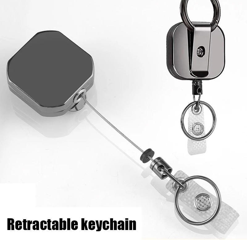 

Gantungan Kunci Tali Retractable Keychain Paduan Carabiner Lanyard Safety Anti Loss Keychain Retractable